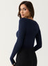 Long Sleeve Ponte Top - Navy Bue